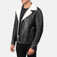 Alberto White Shearling Black Leather Jacket