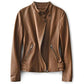 Casual Brown Leather Jacket for Women