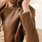 Casual Brown Leather Jacket for Women