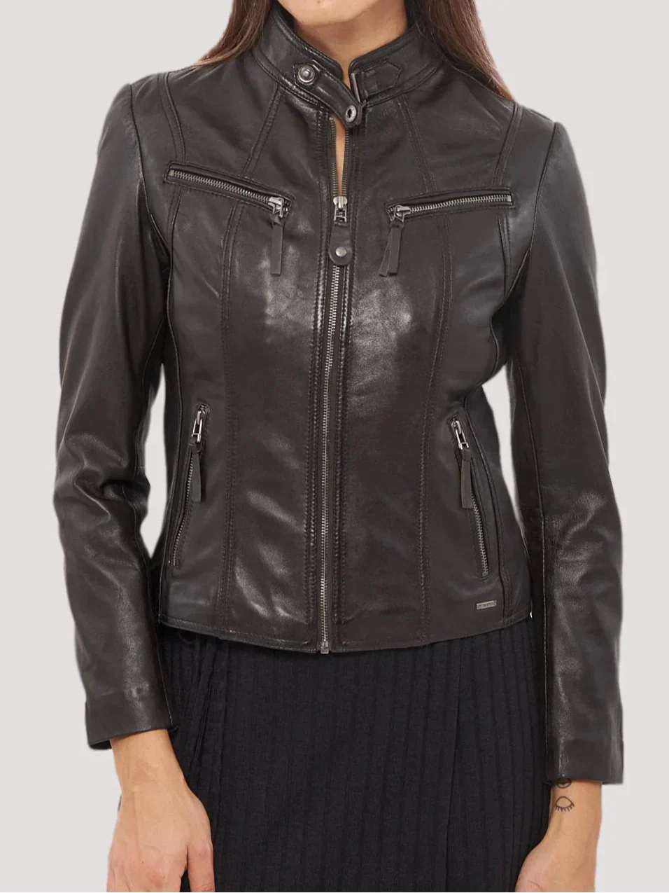 Classics Front Pocket Brown Leather Jacket