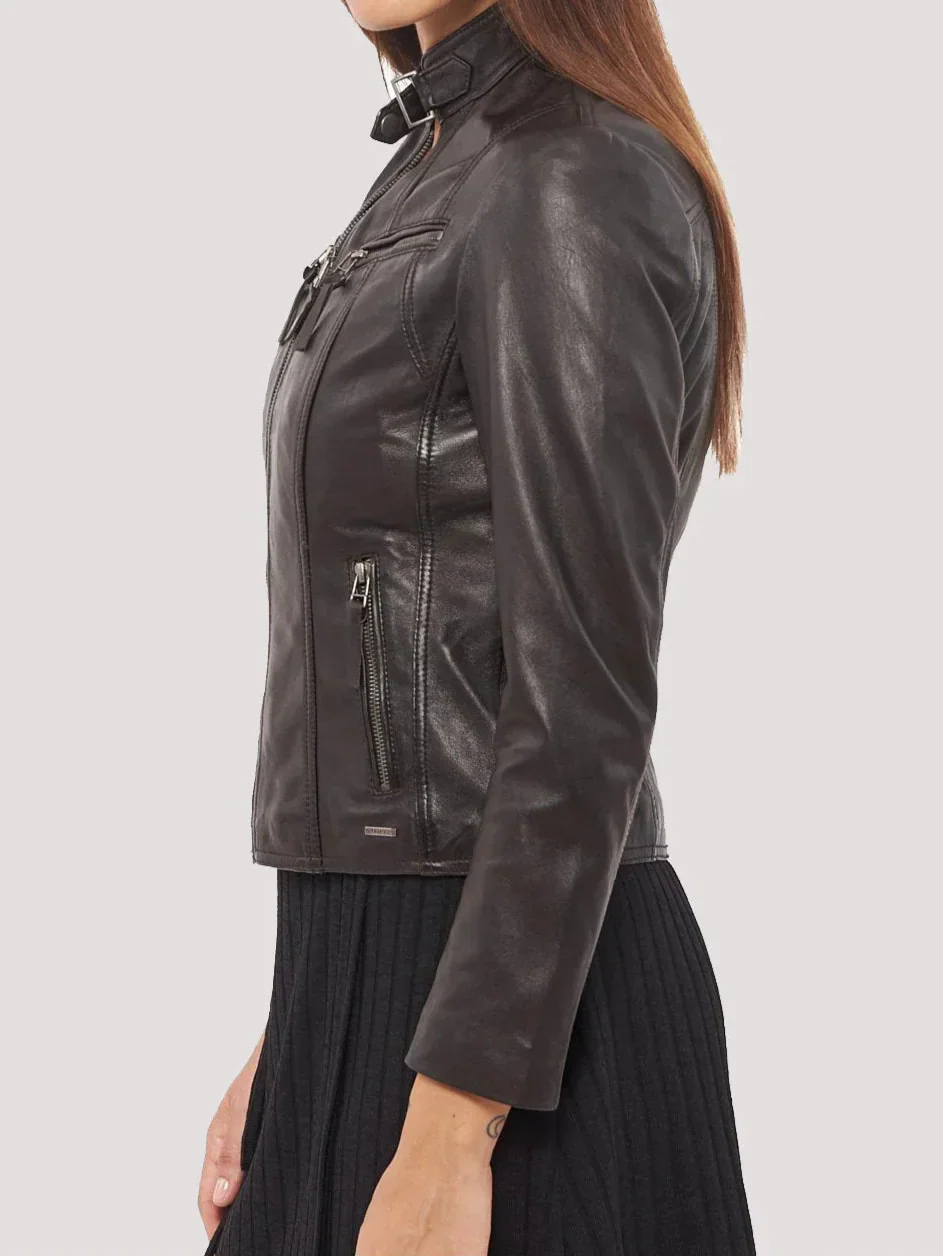 Classics Front Pocket Brown Leather Jacket