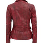 Womens Distressed Maroon Biker Jacket