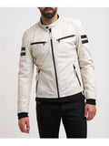 Men Genuine Lambskin Leather Motorcycle Jacket