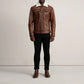 Dallis Brown Leather Shearling Trucker Jacket