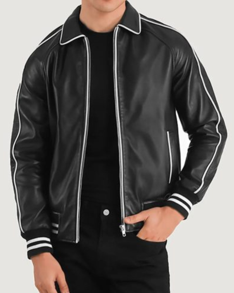 Men’s Cooper Black Leather Varsity Jacket