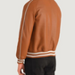 Men’s Cooper Tan Brown Leather Varsity Jacket