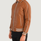 Men’s Cooper Tan Brown Leather Varsity Jacket