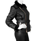 New Stylish Genuine Leather and Genuine Shearling Biker Moto Jacket Black