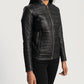 Women Quilted Black Leather Biker Jacket
