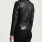 Women Quilted Black Leather Biker Jacket
