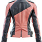 Women’s Ash Grey Pink Leather Bikers Jacket