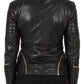 Womens Cafe Racer Leather Biker Jacket Black Cross Zipper