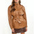 Women’s Red Long Belted Leather Jacket